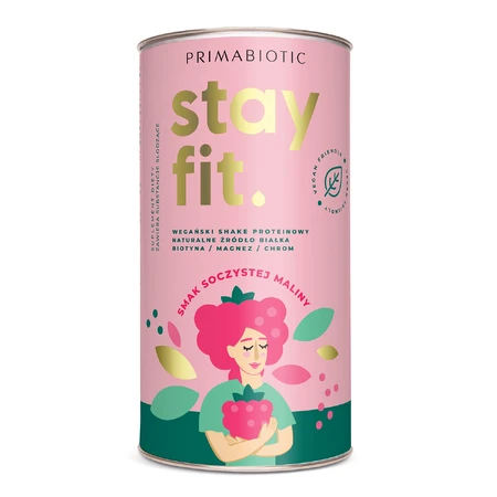 Primabiotic Stay Fit, batido de proteínas vegano, sabor frambuesa jugosa, 500 g