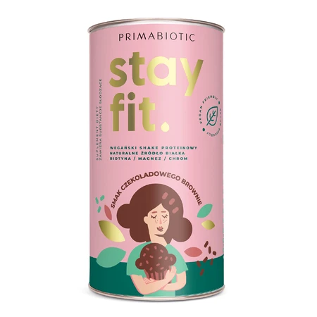 Primabiotic Stay Fit, batido de proteínas vegano, sabor brownie de chocolate, 500 g