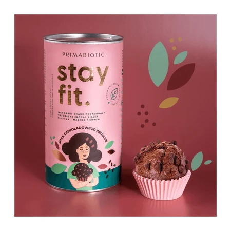 Primabiotic Stay Fit, batido de proteínas vegano, sabor brownie de chocolate, 500 g