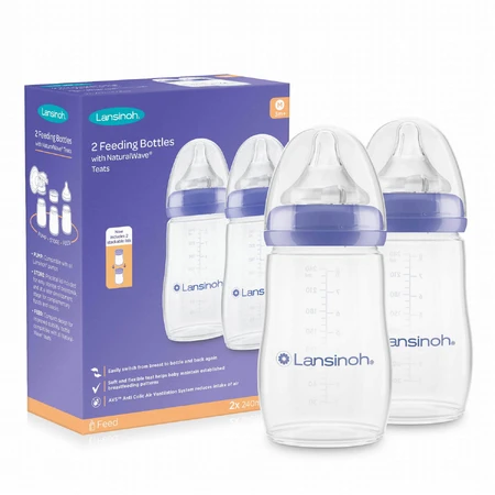 Lansinoh, NaturalWave medium flow Saugerflasche, 2 x 240 ml