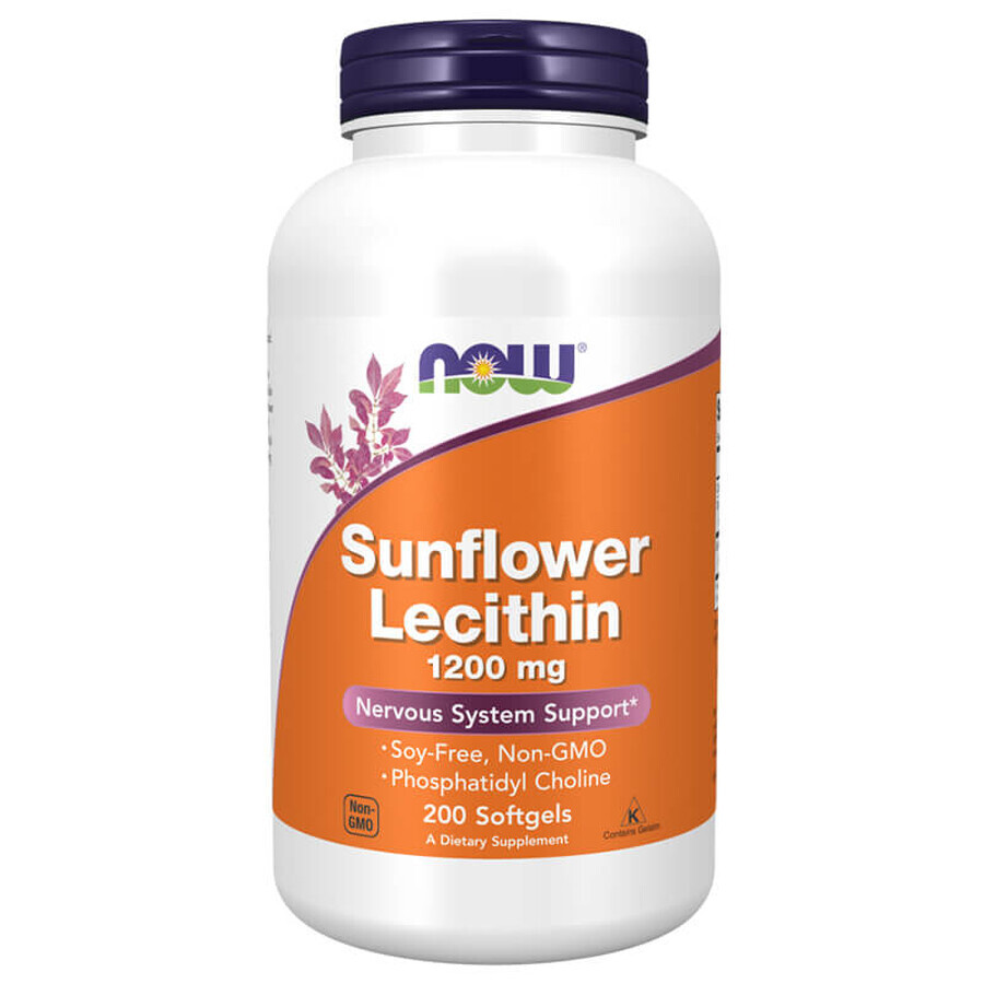 Cumpără Now Foods Lecitină de floarea-soarelui, lecitină din semințe de floarea-soarelui 1200 mg, 200 capsule moi Now Foods Lecitină de floarea-soarelui, lecitină din semințe de floarea-soarelui 1200 mg, 200 capsule moi