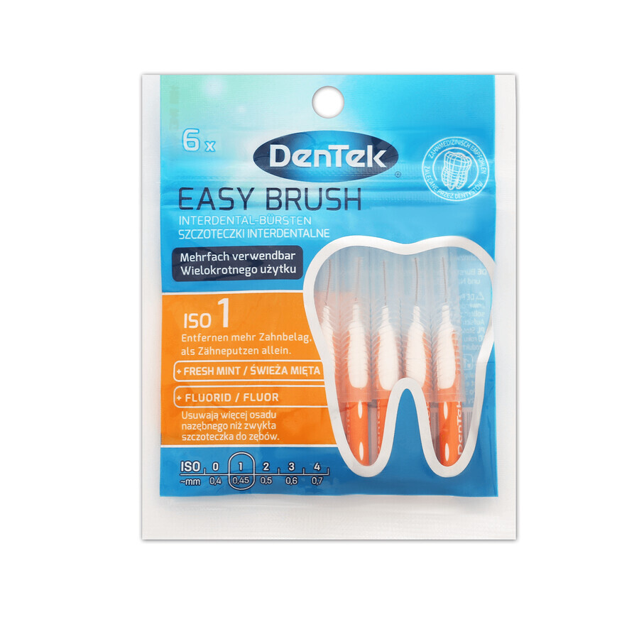 Buy DenTek Easy Brush, interdental brushes, size 1, 0.45 mm, 6 pieces DenTek Easy Brush, interdental brushes, size 1, 0.45 mm, 6 pieces