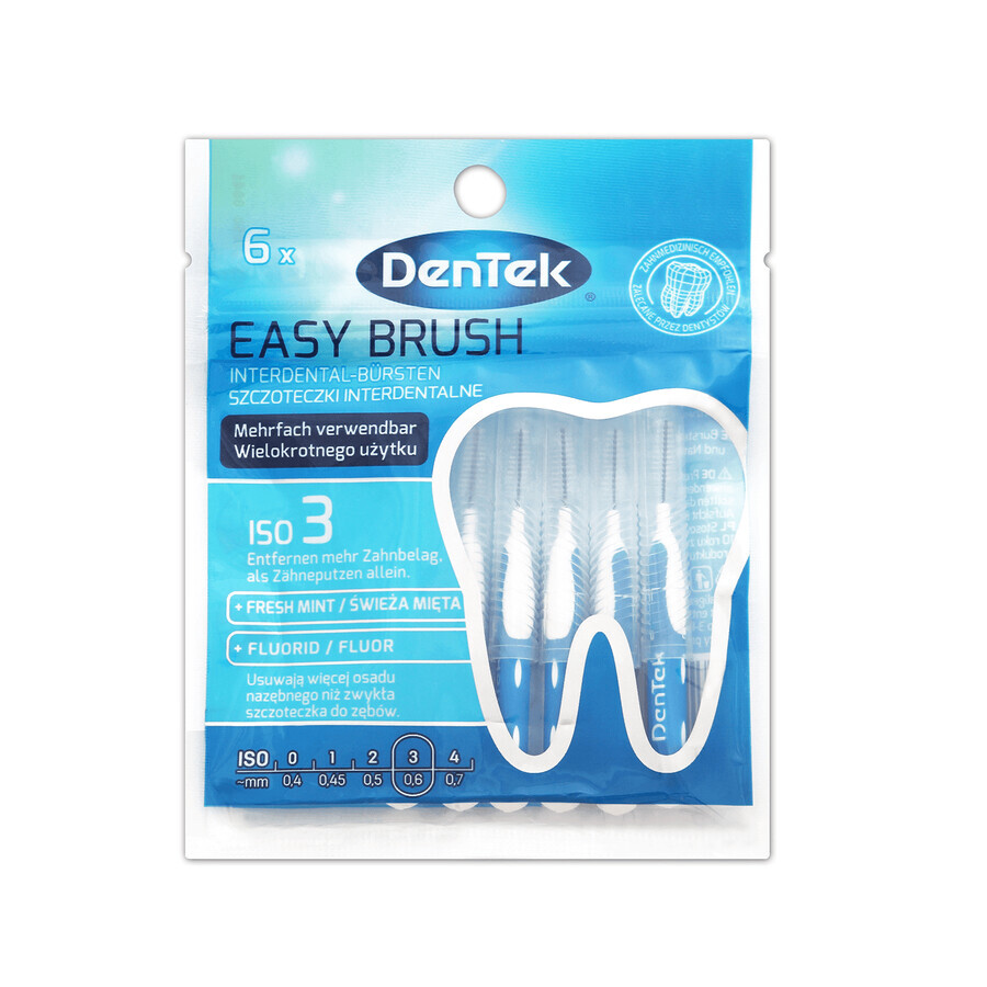 Buy DenTek Easy Brush, interdental brushes, size 3, 0.6 mm, 6 pieces DenTek Easy Brush, interdental brushes, size 3, 0.6 mm, 6 pieces