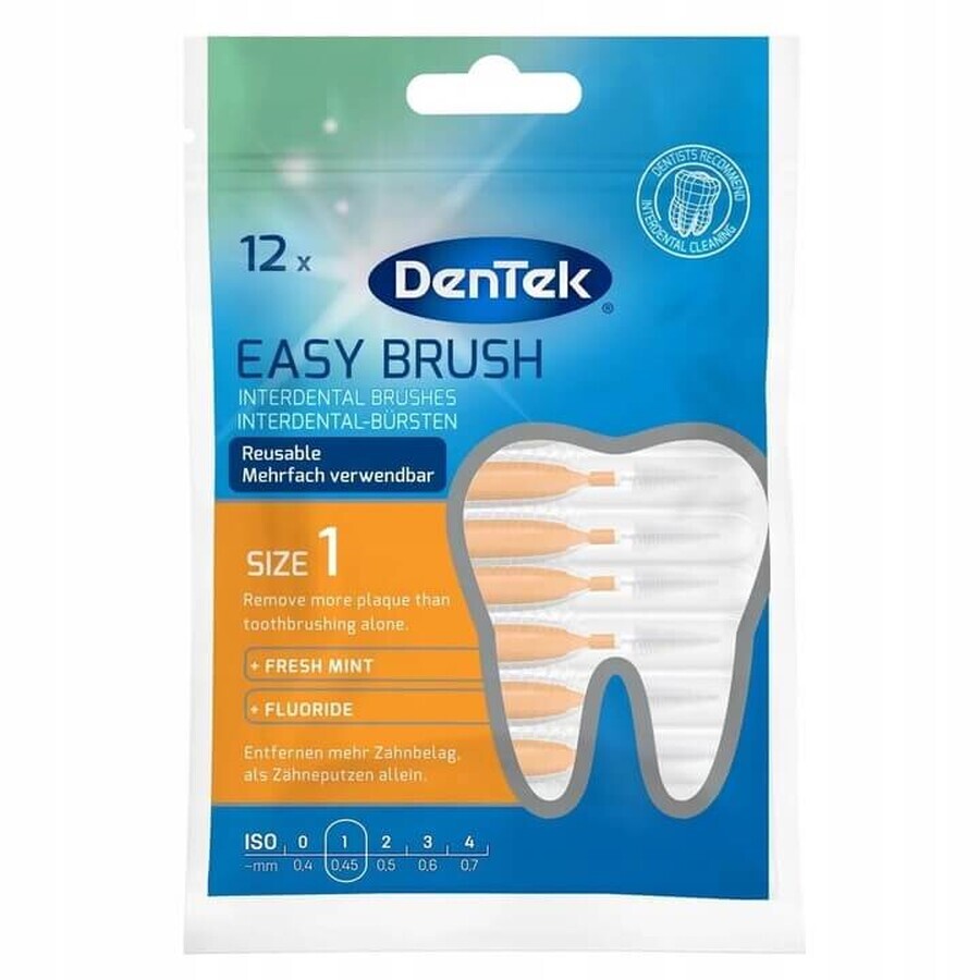 Comprar DenTek Easy Brush, cepillos interdentales, tamaño 1, 0,45 mm, 12 piezas DenTek Easy Brush, cepillos interdentales, tamaño 1, 0,45 mm, 12 piezas