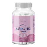 Pure Lab Vitamine K2MK7 + D3 + Calciu, 130 capsule vegetariene