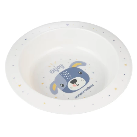 Canpol Babies, plastic babyschaal, Schattige dieren, blauwe hond, vanaf 4 maanden, 270 ml
