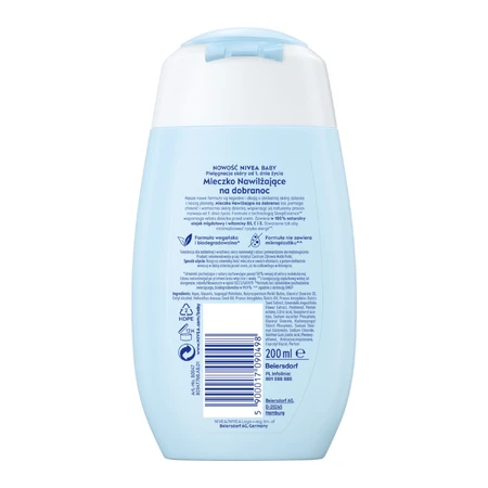 Nivea Baby, leche hidratante antes de dormir, a partir del 1 día de edad, 200 ml