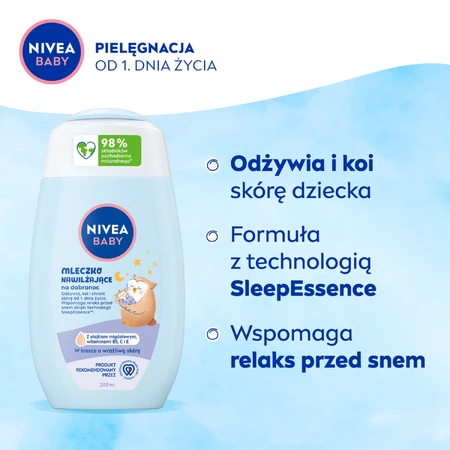 Nivea Baby, leche hidratante antes de dormir, a partir del 1 día de edad, 200 ml