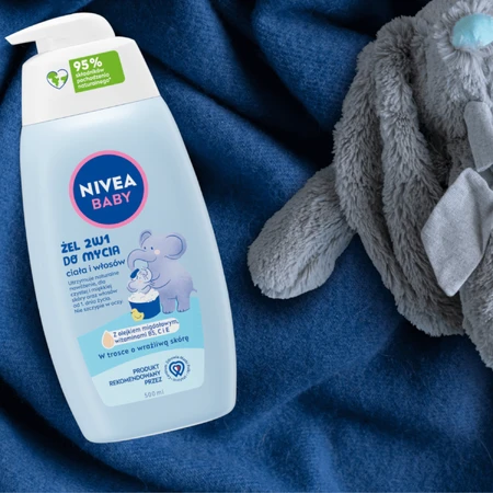 Nivea Baby, gel nettoyant 2-en-1 pour le corps et les cheveux, dès le premier jour, 500 ml