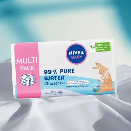Nivea Baby 99% Puur Water, biologisch afbreekbare vochtige doekjes, 3 x 57 stuks
