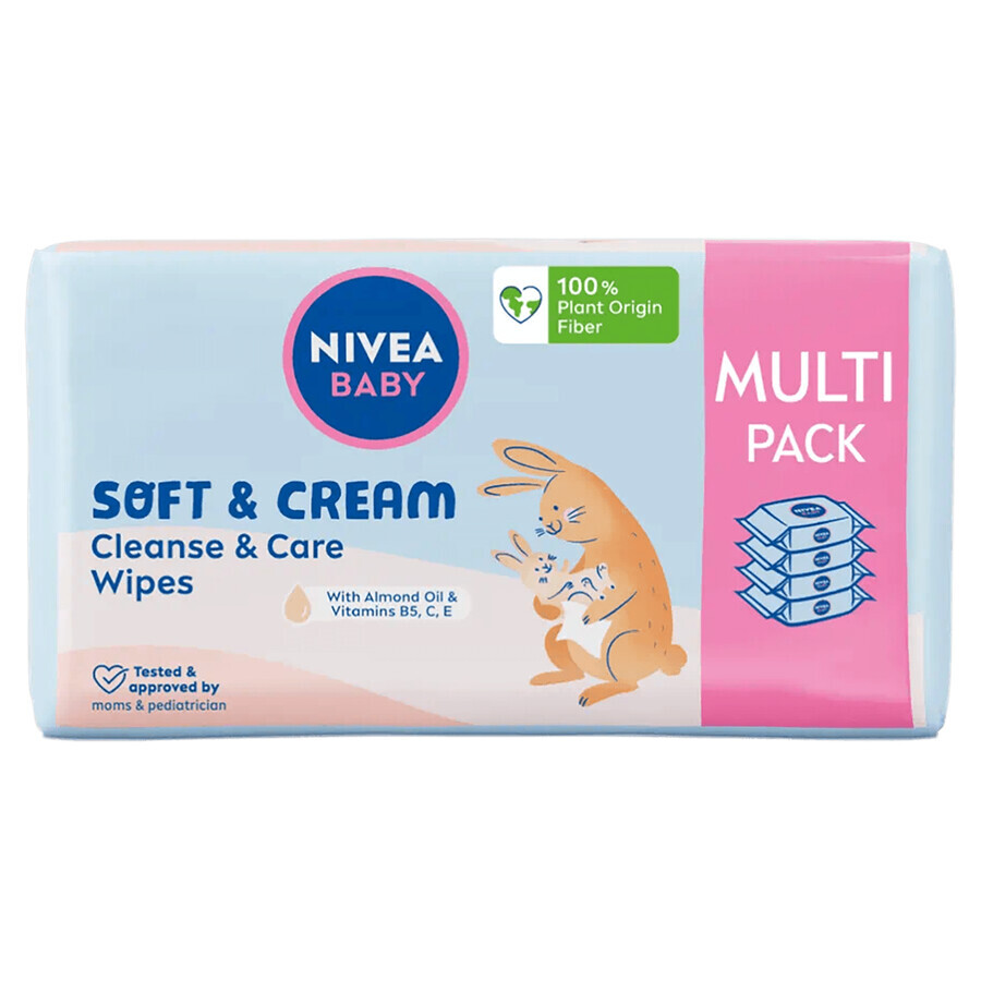 Boutique Nivea Baby Soft&Cream, lingettes humides, biodégradables, 4 x 57 pièces Nivea Baby Soft&Cream, lingettes humides, biodégradables, 4 x 57 pièces