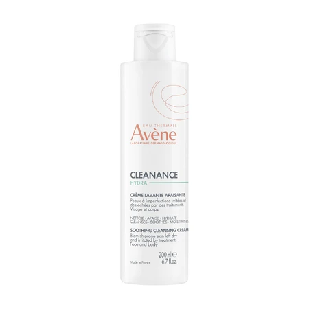 Avene Cleanance Hydra, crema limpiadora y calmante para rostro y cuerpo después de tratamientos farmacológicos, 200 ml