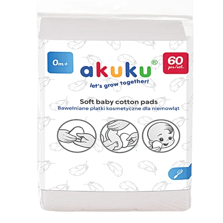 AKUKU, Kosmetikpads für Babies, Baumwolle, 60 Stück