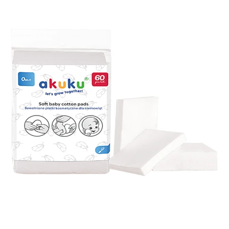 AKUKU, Kosmetikpads für Babies, Baumwolle, 60 Stück