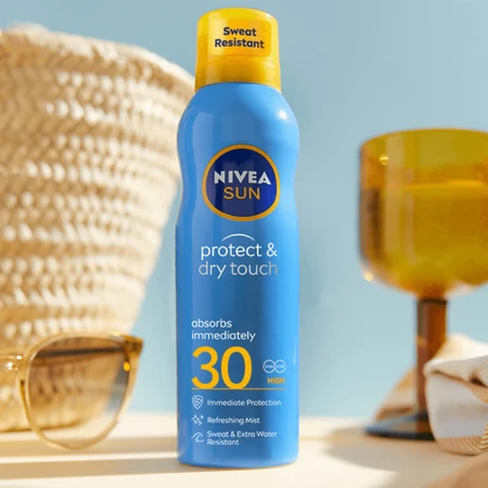 Nivea Sun Protect &amp; Dry Touch, loción solar en spray, SPF 30, 200 ml