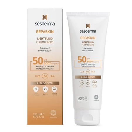 Sesderma Repaskin Light Fluid set, crème solaire légère pour le corps, SPF 50 200 ml + Hidraloe, gel pour le corps, aloe vera, 250 ml