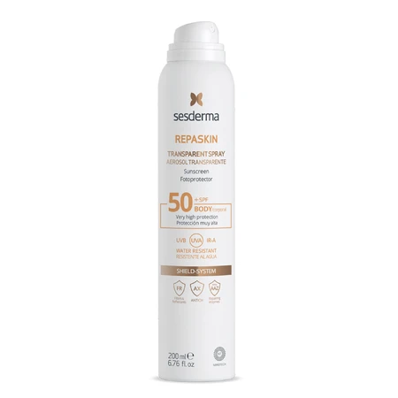 Sesderma set, C-Vit Radiance, leche corporal iluminadora, 250 ml + Repaskin, spray protector solar transparente, SPF 50, 200 ml