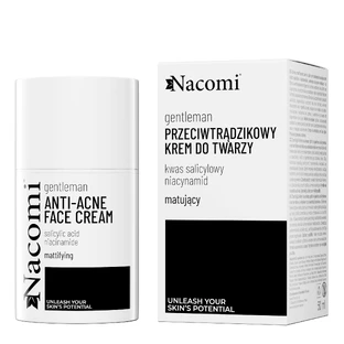 Nacomi Gentelman, crème anti-acnéique et matifiante pour le visage à base d'acide salicylique et de niacinamide, 50 ml