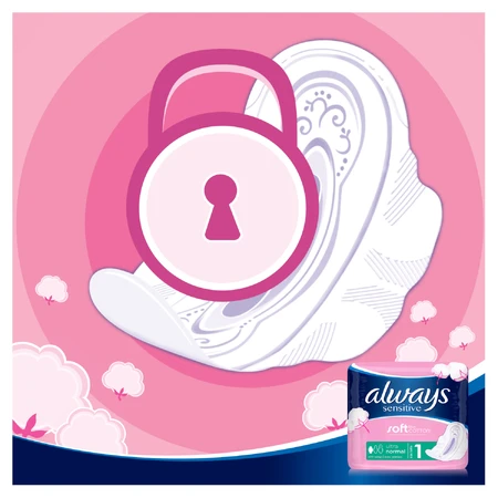 Always Sensitive, maandverband met vleugels, maat 1, Normaal, 40 stuks