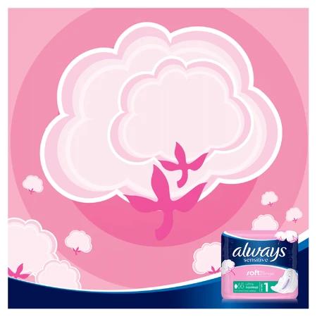 Always Sensitive, maandverband met vleugels, maat 1, Normaal, 40 stuks
