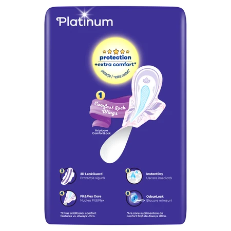 Always Platinum, serviettes hygiéniques avec ailettes, taille 3, Day &amp; Night, 22 pièces