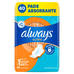Always Ultra, toallas sanitarias con alas, talla 1, Normal, 40 unidades Always Ultra, toallas sanitarias con alas, talla 1, Normal, 40 unidades