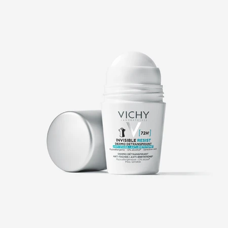 Vichy Invisible Resist, antitranspirante roll-on, contra las marcas en la ropa, 50 ml