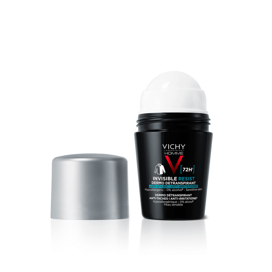 Vichy Homme Invisible Resist, roll-on antiperspirant for men, against marks on clothes, 50 ml