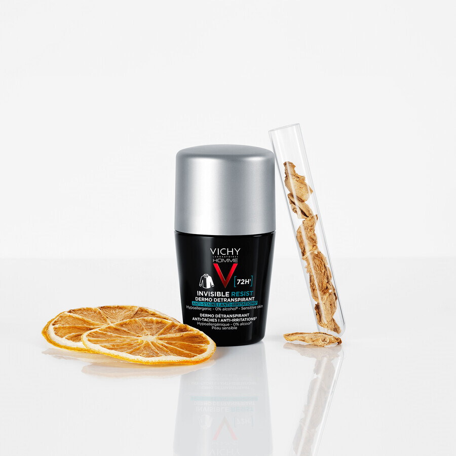 Vichy Homme Invisible Resist, roll-on antiperspirant for men, against marks on clothes, 50 ml