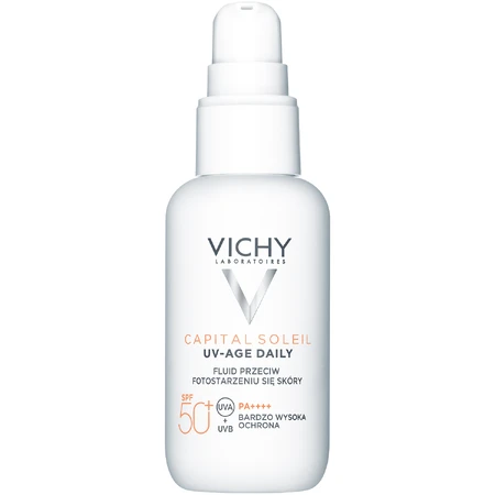 Set Vichy Mineral 89, moisturizing and revitalizing cream, 72h, 50 ml + Capital Soleil UV-Age Daily, photo antiaging fluid, SPF 50+, 40 ml + free make-up bag
