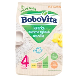 BoboVita Bouillie de riz au lait, vanille, sans gluten, sans sucre ajouté, après 4 mois, 230 g