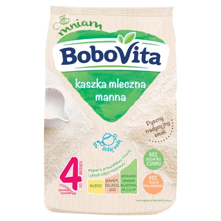 BoboVita Papilla de sémola, leche, sin azúcares añadidos, a partir de 4 meses, 230 g