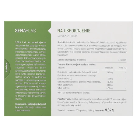 SEMA Lab for calming, 30 capsules