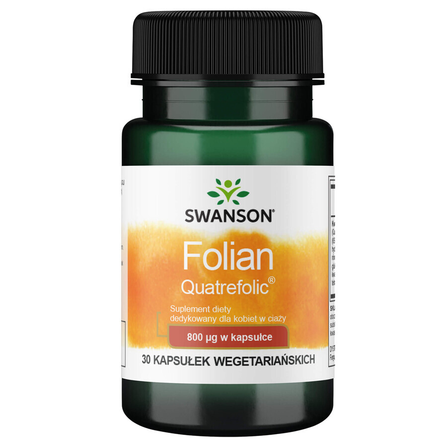 Boutique Swanson Folate Quatrefolic, acide folique 800 μg, 30 gélules végétales Swanson Folate Quatrefolic, acide folique 800 μg, 30 gélules végétales