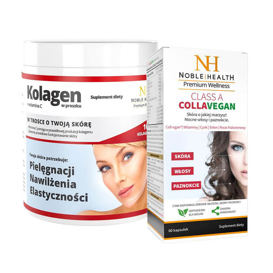 Noble Health Collagen + Vitamin C set, 100 g + Class A CollaVegan, 60 capsules