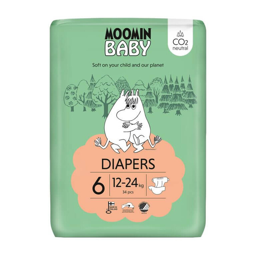 Boutique Moomin Baby, couches, taille 6, 12-24 kg, 34 pcs Moomin Baby, couches, taille 6, 12-24 kg, 34 pcs