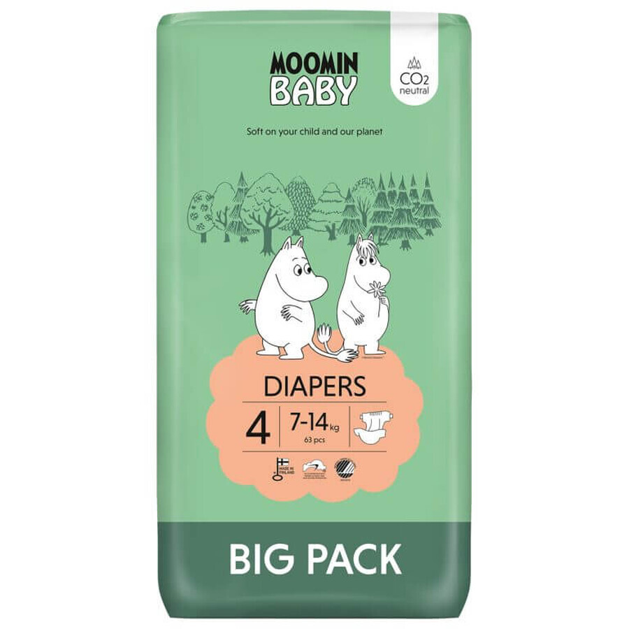 Boutique Moomin Baby, couches, taille 4, 7-14 kg, 63 pcs Moomin Baby, couches, taille 4, 7-14 kg, 63 pcs