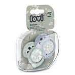 Lovi, succhietto, silicone, dinamico, Blossom Blue, 0-3 mesi, 2 pezzi Lovi, succhietto, silicone, dinamico, Blossom Blue, 0-3 mesi, 2 pezzi