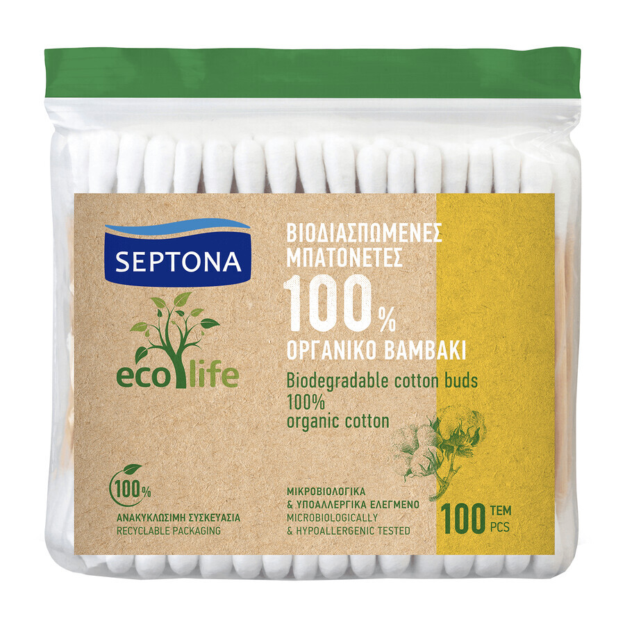 Winkel op Septona Ecolife, biologisch afbreekbare wattenstaafjes, 100 stuks Septona Ecolife, biologisch afbreekbare wattenstaafjes, 100 stuks