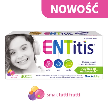 ENTitis voor kinderen vanaf 3 jaar, tutti frutti-smaak, 30 zuigtabletten