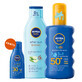 Nivea Sun Kids Protect &amp; Care Set, children&#39;s sun protection spray SPF 50+, 200 ml + after sun lotion, 200 ml + sun tan lotion SPF 30, 30 ml free