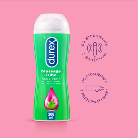 Durex, gel hidratante íntimo y de masaje 2en1, aloe, 200 ml