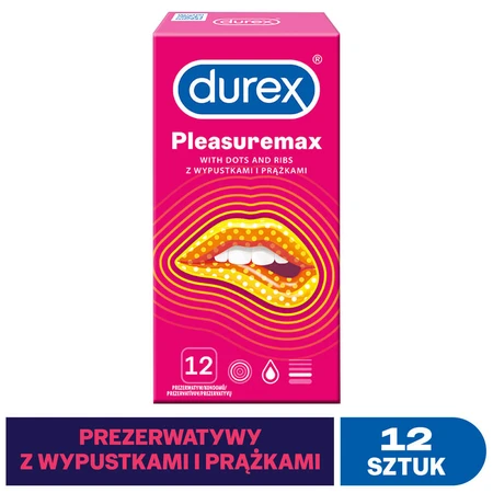 Durex Pleasuremax, ribbed ribbed condoms, 12 pieces