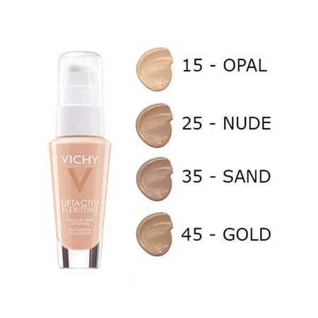 Vichy Liftactiv Flexiteint, fondo de maquillaje alisador de arrugas, FPS 20, nº 45, dorado, 30 ml