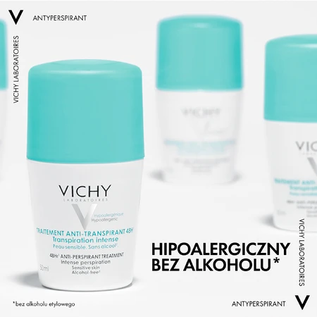 Vichy, antitranspirante roll-on, tratamiento contra la sudoración excesiva, 48 h, 50 ml