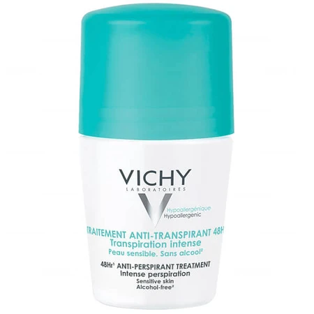 Vichy, antitranspirante roll-on, tratamiento contra la sudoración excesiva, 48 h, 50 ml