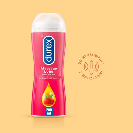 Durex, gel estimulante íntimo y de masaje 2en1, guaraná, 200 ml