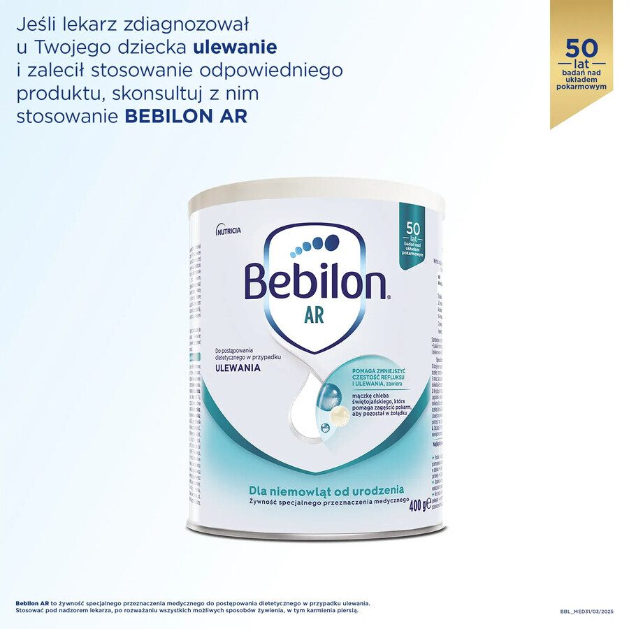 Bebilon AR, for babies with a tendency to urinate, from birth, 400 g
