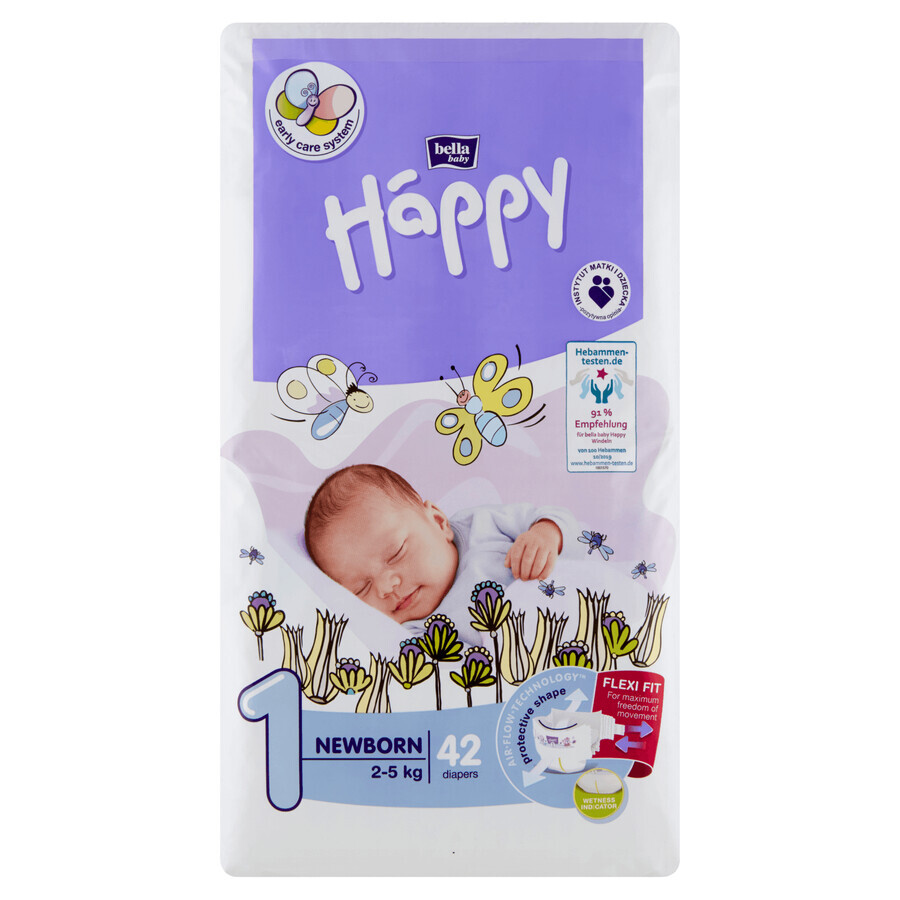 Bella Baby Happy, pannolini, taglia 1 Neonato, 2-5 kg, 42 pz.