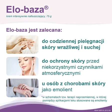 Elo-base, intensive moisturizing cream, very dry, sensitive and allergic skin, 75 g